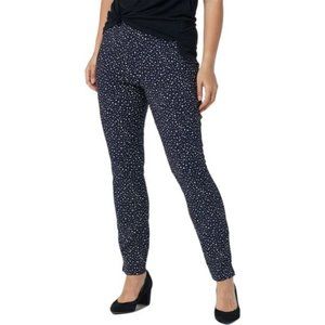 NWT SUSAN‎ GRAVER PRINTED UPTOWN STRETCH ANKLE PANTS NAVY 8